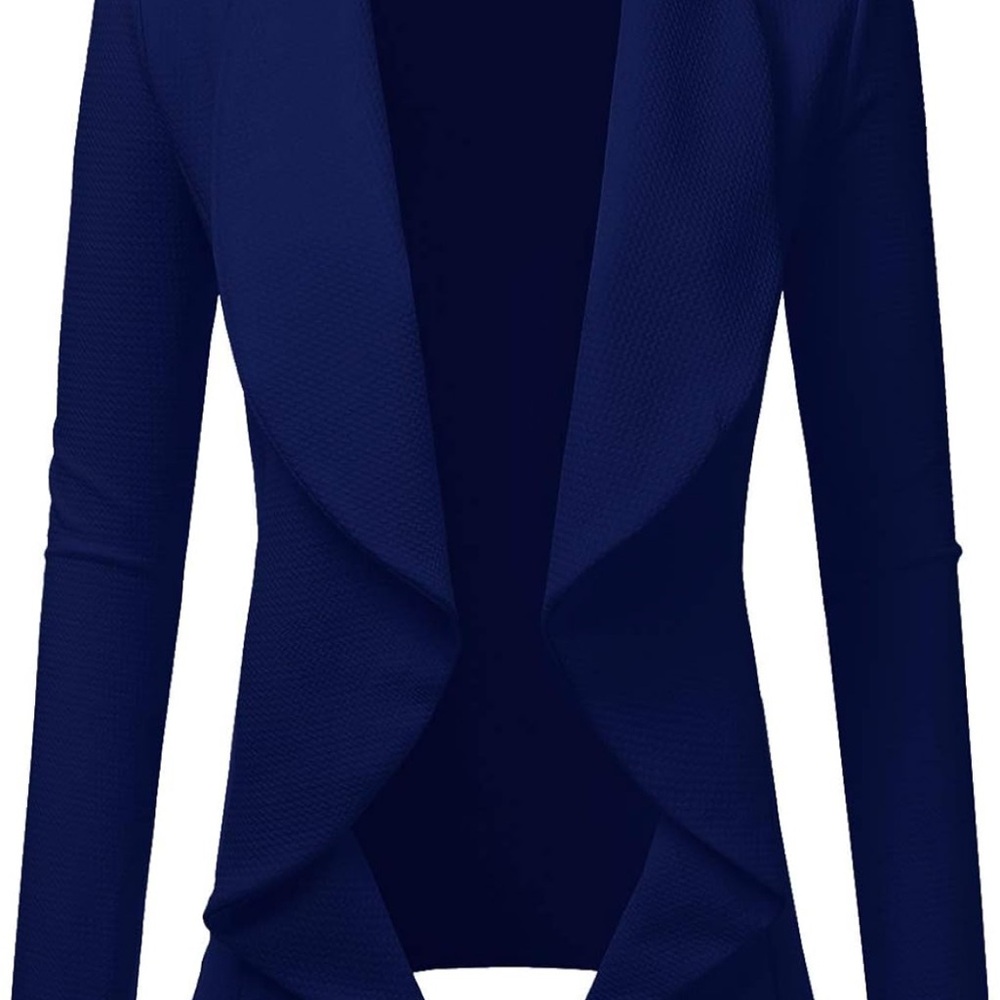 Doublju Blue Blazer Tailored Silhouette Wide Lapels